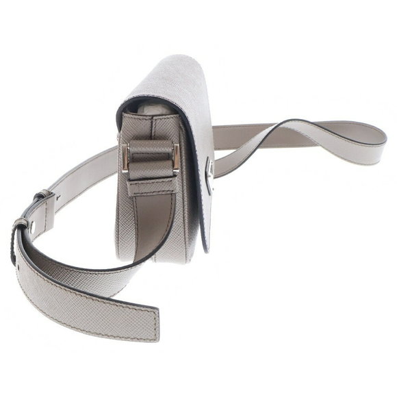 Prada Saffiano Leather Shoulder Bag Triangle Gray - Picture 3 of 5